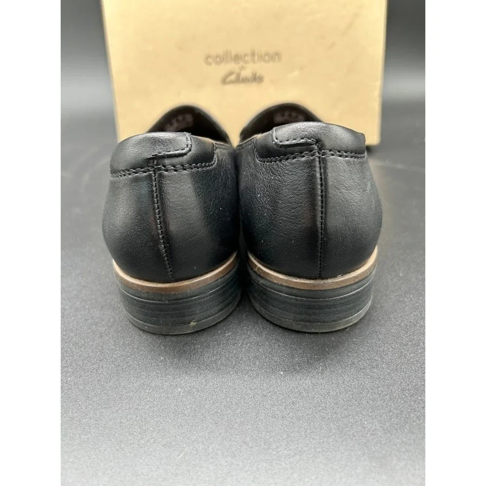 Clarks Collection Juliet Loxley Black‎ Leather Loafer Flats Women's Shoes